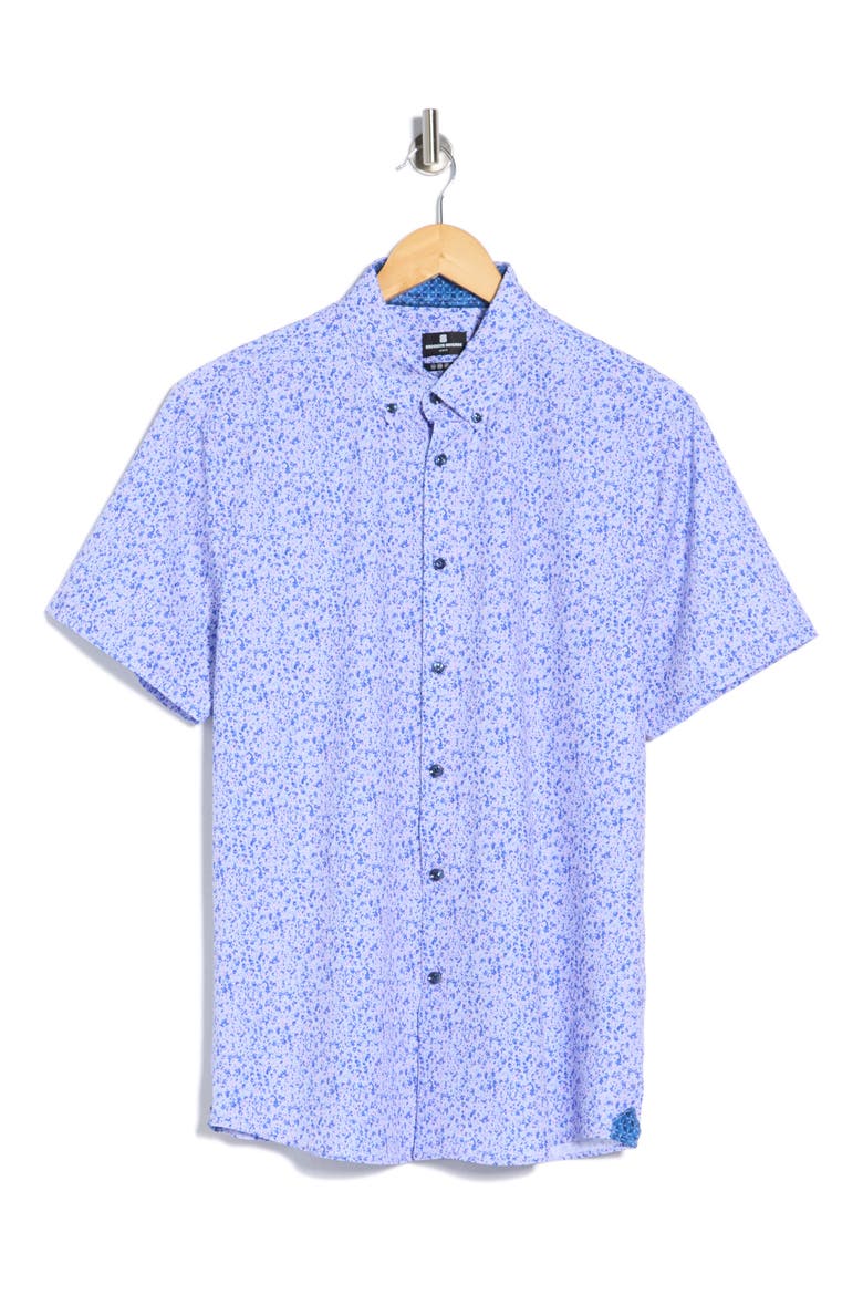 Mini Splatter Woven Short Sleeve Shirt, Alternate, color, BLUE MULTI