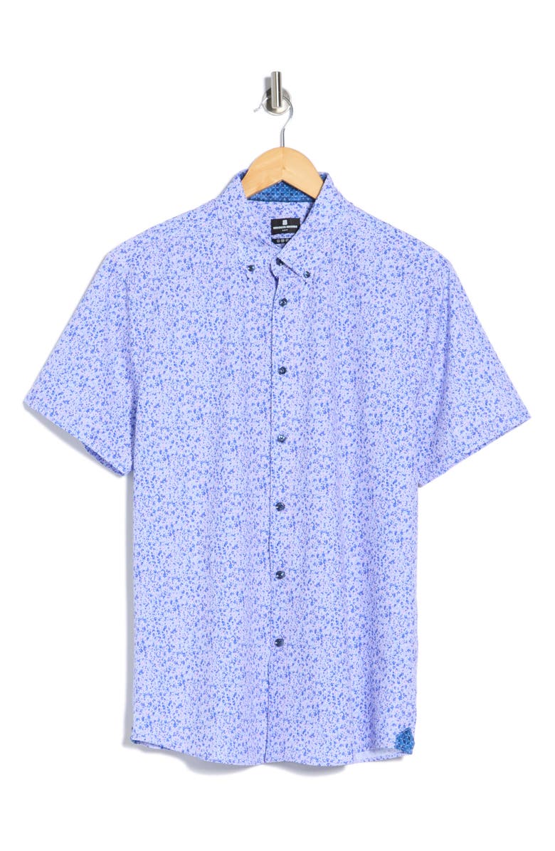 Brooklyn Brigade Mini Splatter Woven Short Sleeve Shirt, Main, color, Blue Multi