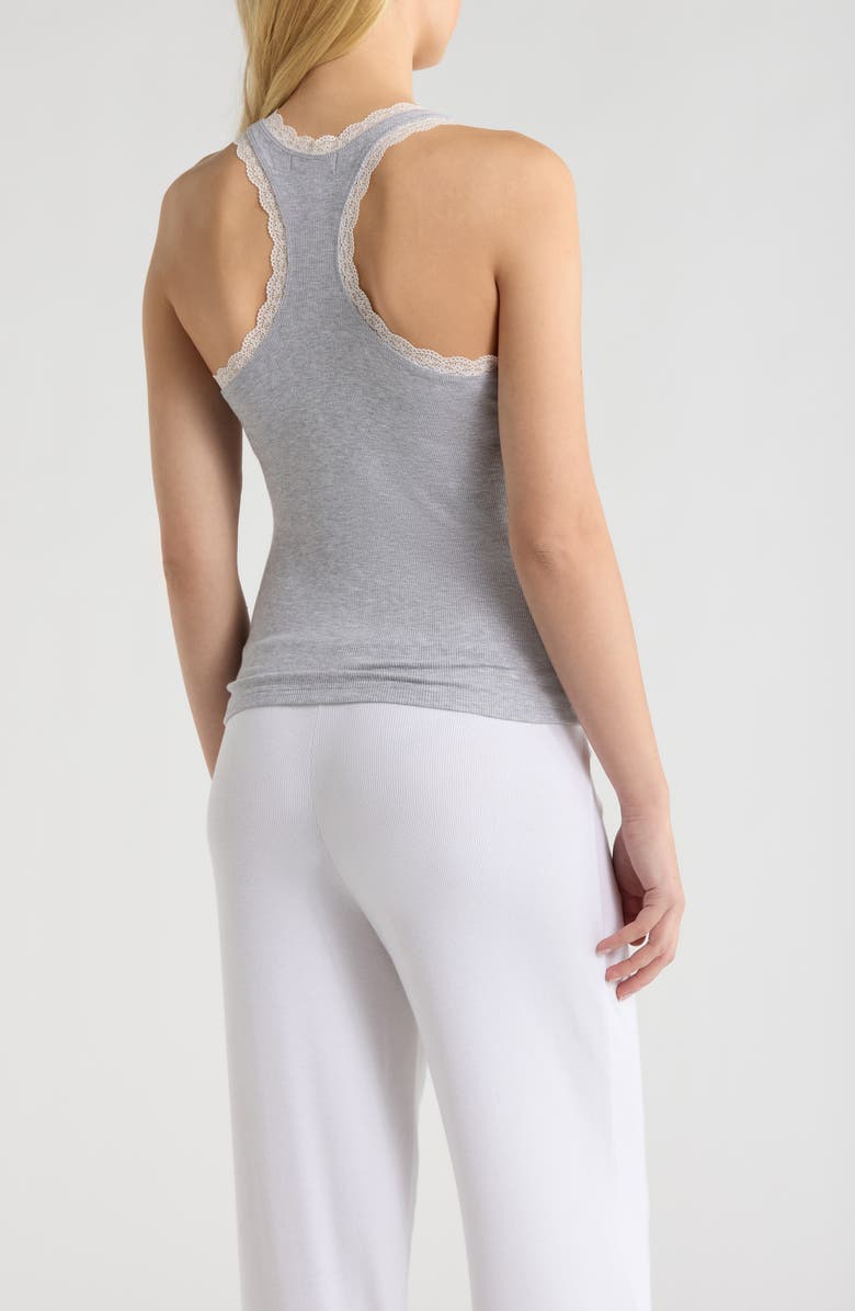 Open Edit Daydream Rib Lace Trim Tank, Alternate, color, Grey Heather