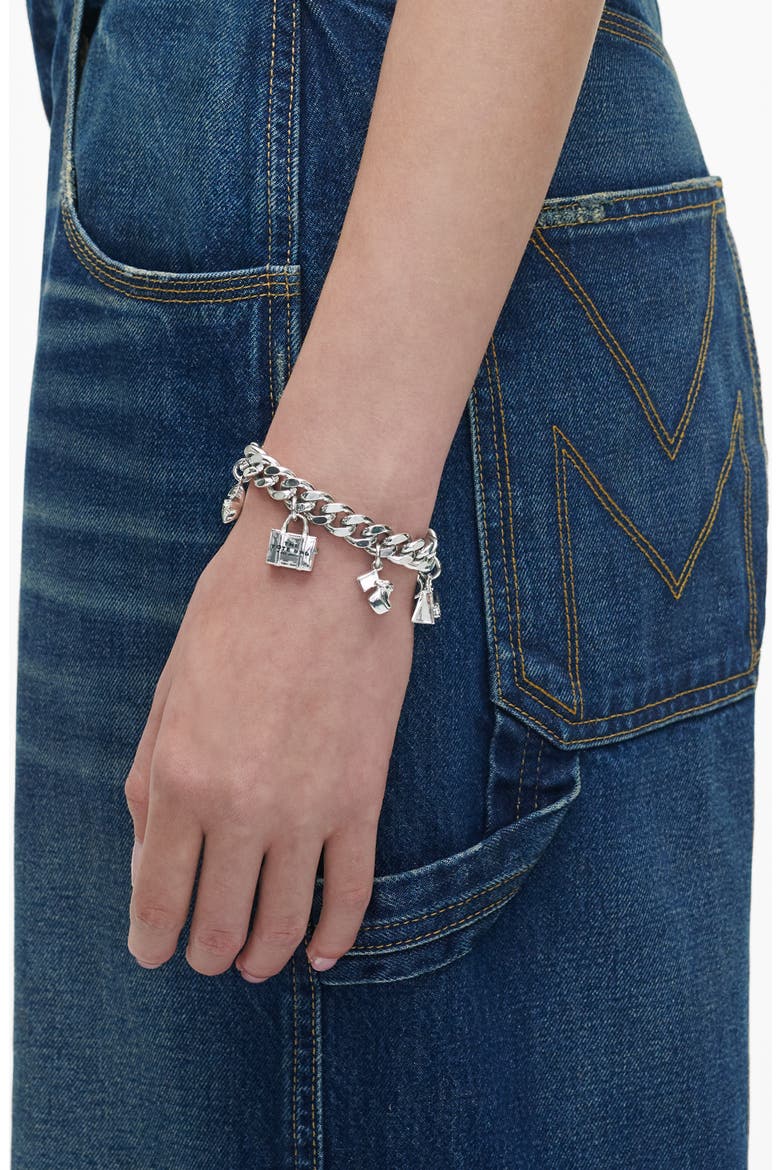 Mini Icon Charm Bracelet, Alternate, color, LIGHT ANTIQUE SILVER
