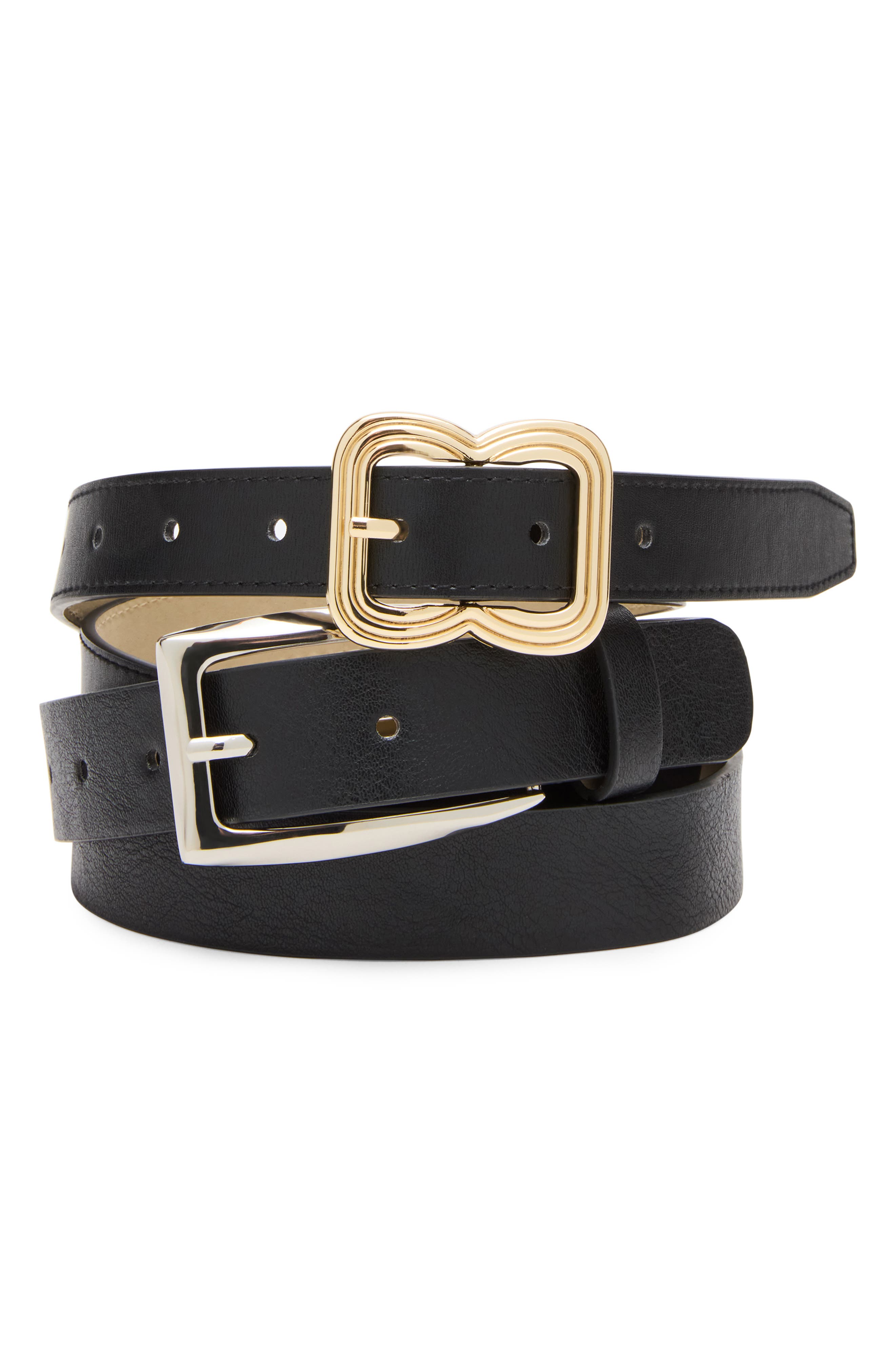 Faux Leather Elongated Buckle Belt
