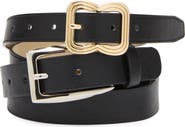 Steve Madden Faux Leather Elongated Buckle Belt