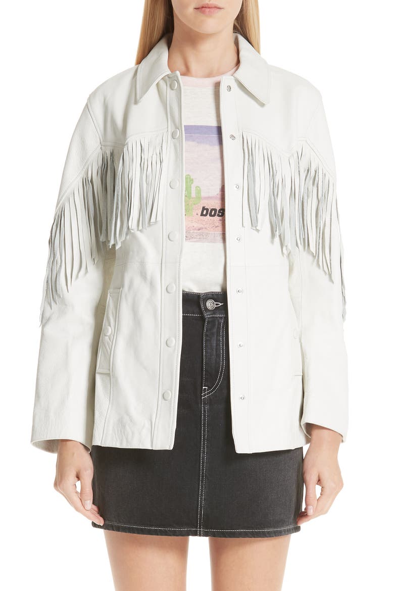 Leather Jacket, Main, color, EGRET