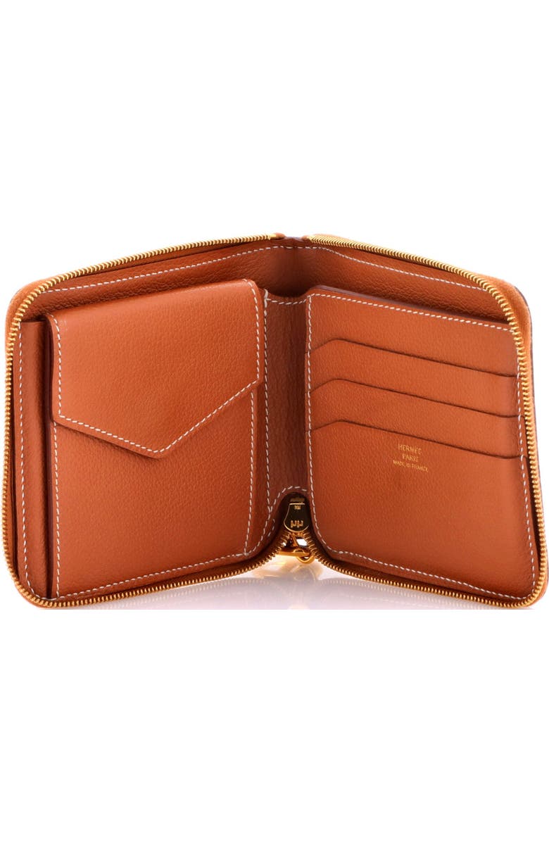 Pre-Owned Hermes Zipengo II Chaine d'Ancre Zip Wallet Leather, Alternate, color, Gold