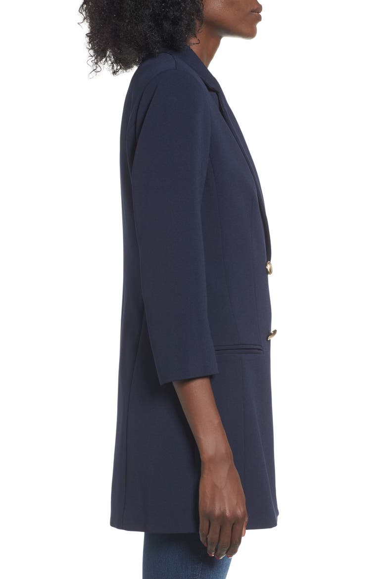 Longline Double Breasted Blazer, Alternate, color, NAVY