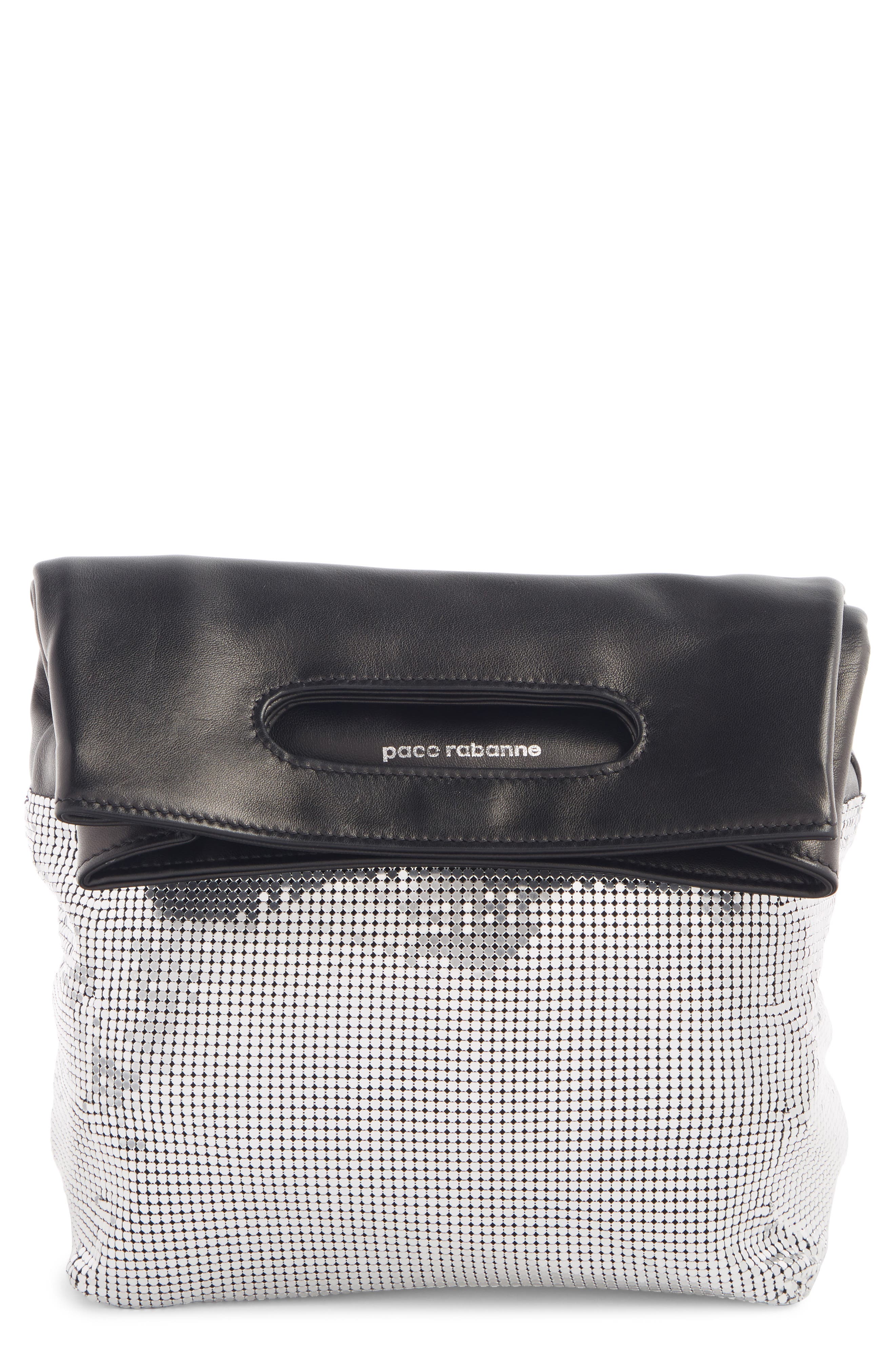 Rabanne paco rabanne Mesh Foldover Clutch, Main, color, 