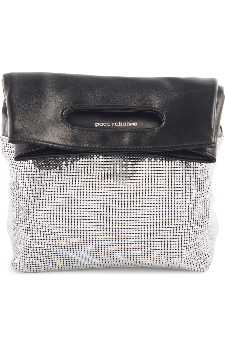 Rabanne paco rabanne Mesh Foldover Clutch, Main, color,