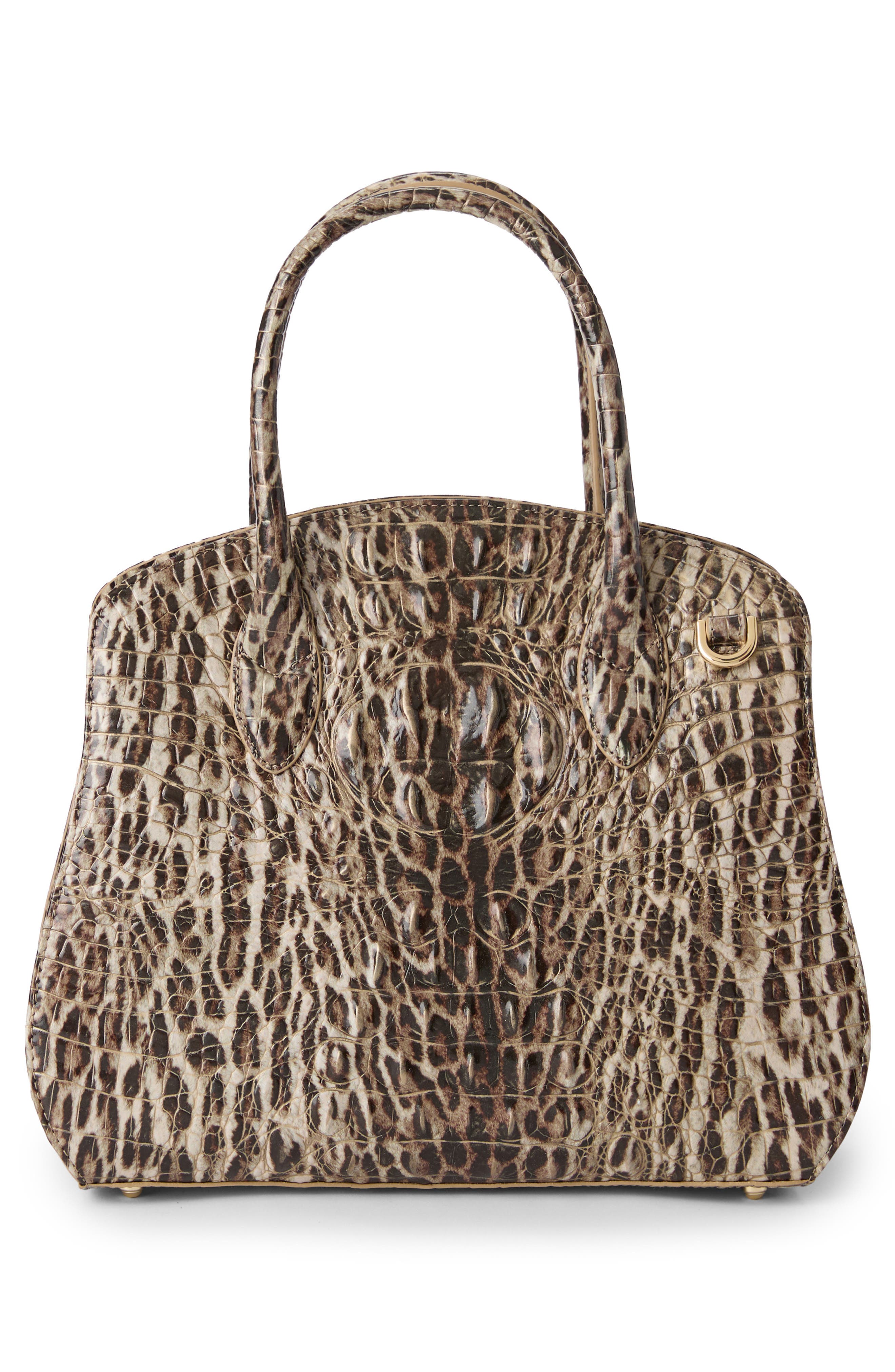 Rosetta Croc Embossed Leather Satchel, Alternate, color, OCELOT