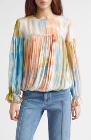 Ulla Johnson Pearl Abstract Print Silk Top