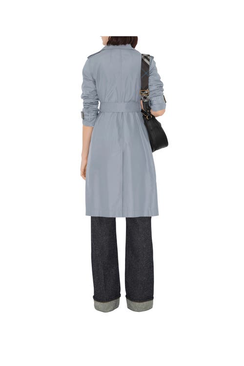 Burberry Long Silk Trench Coat In Gale