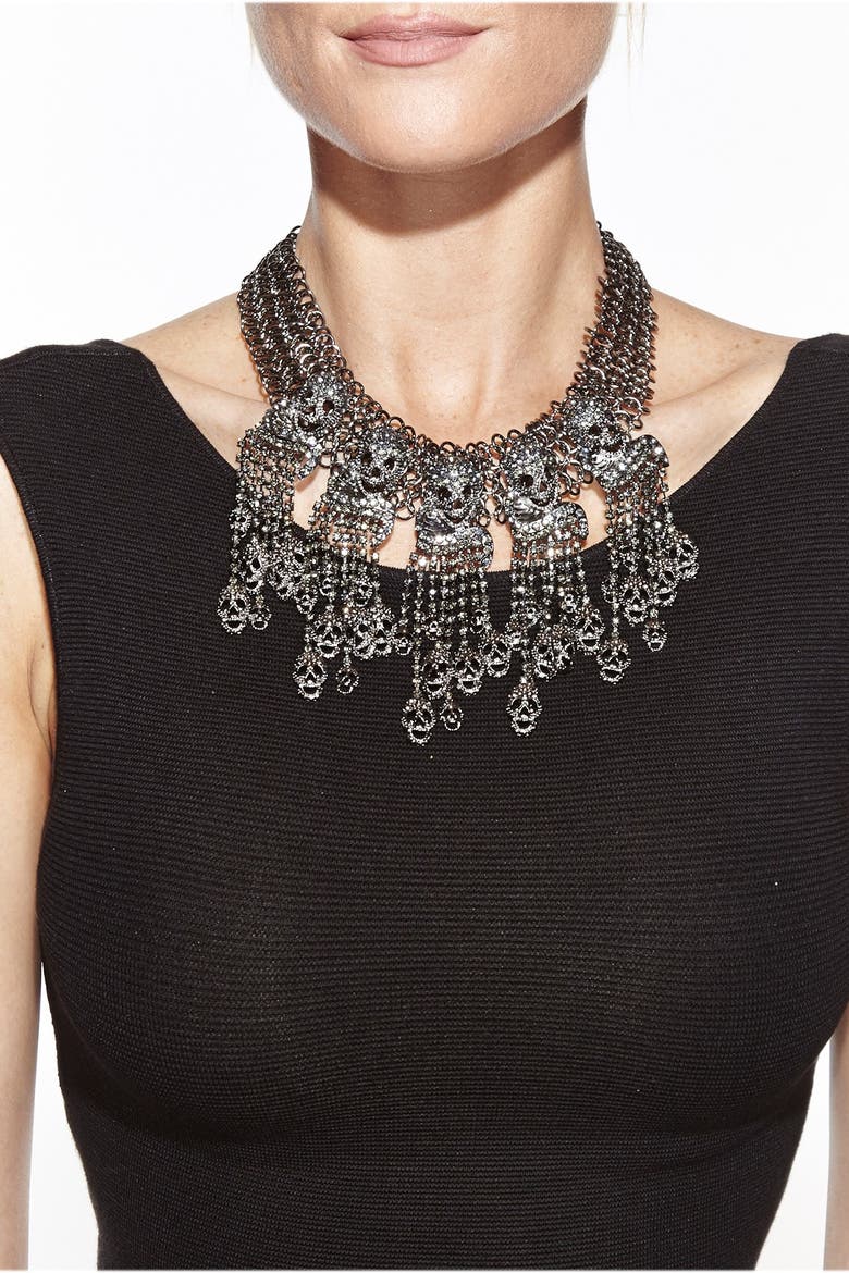 Skull My Neck Necklace, Alternate, color, GUN-METAL