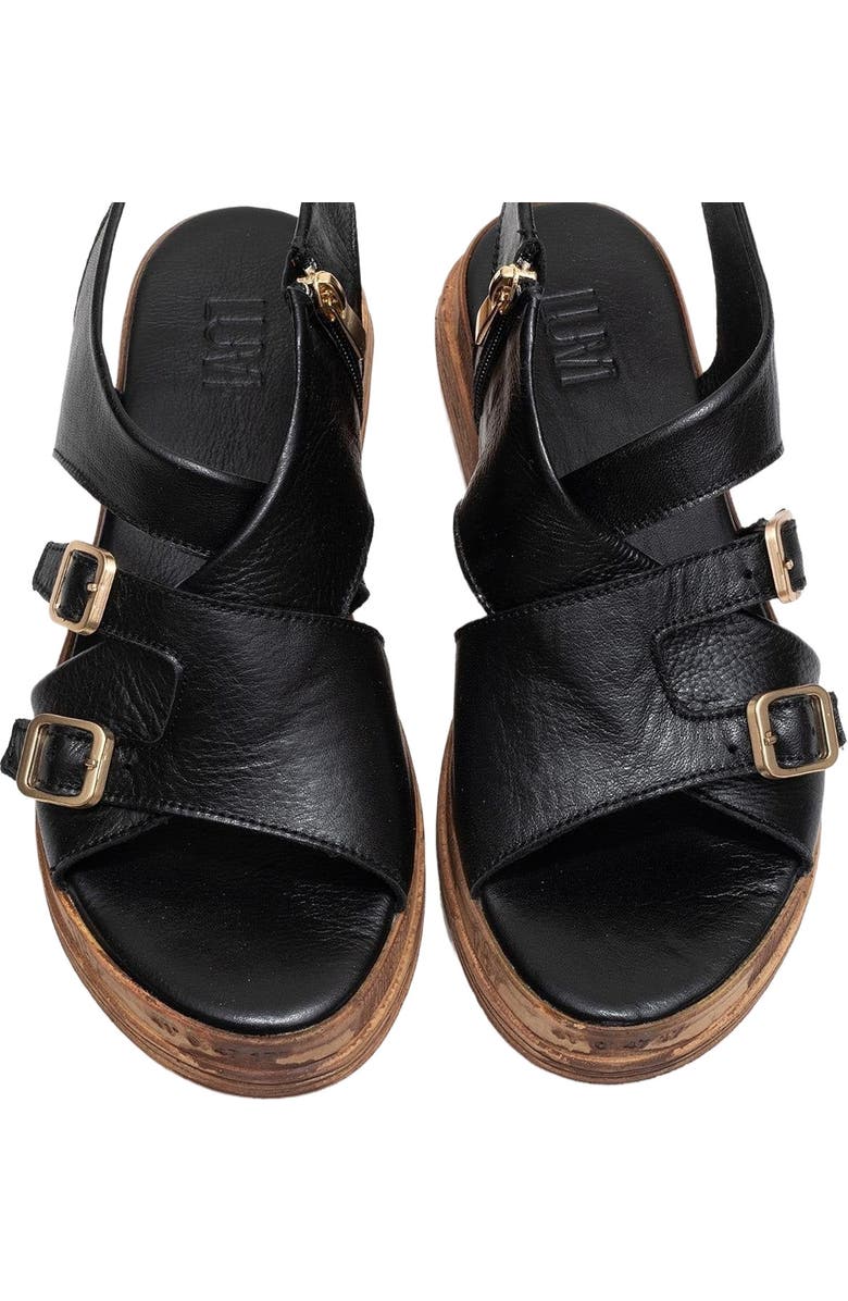 Forever & Always Shoes Levine Leather Buckled Side-Zip Sandal, Alternate, color, Black Leather