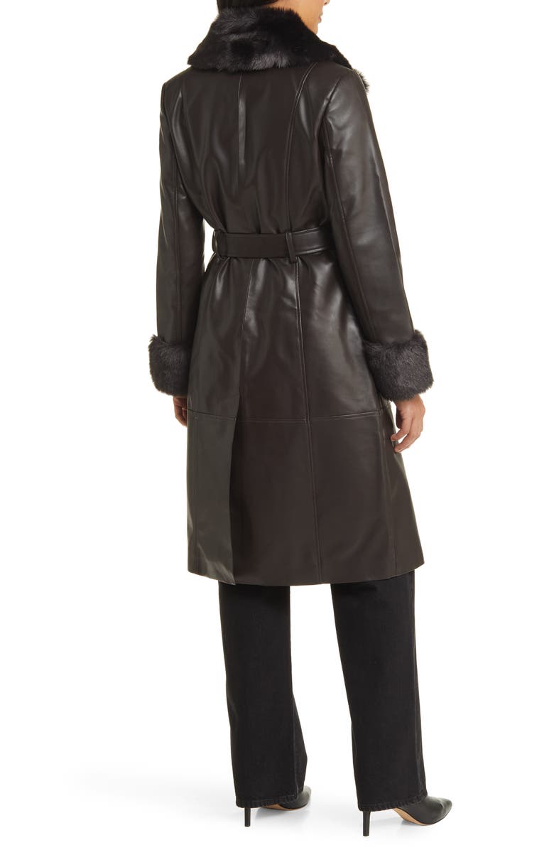Via Spiga Faux Leather & Faux Fur Coat, Alternate, color, 