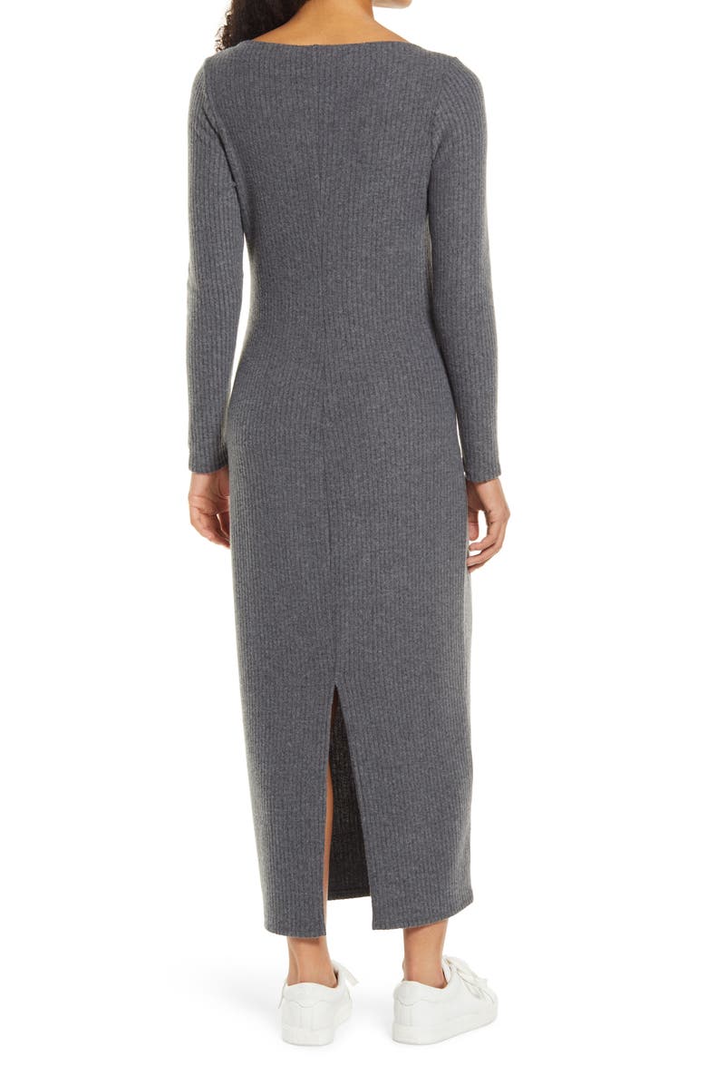 Caslon<sup>®</sup> So Soft Ribbed Long Sleeve Midi Sweater Dress, Alternate, color, 