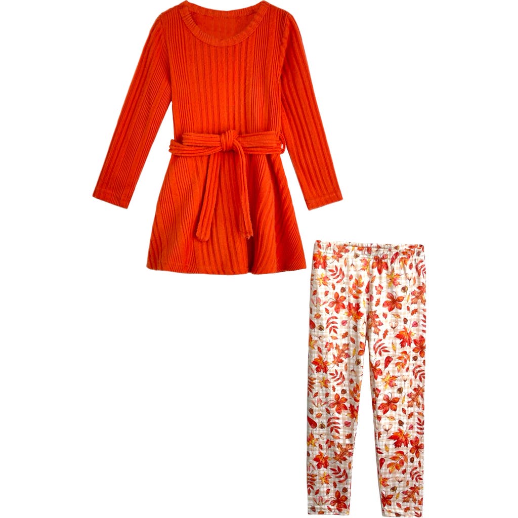 Mia Belle Girls Kids' Autumn Harvest Girls Top And Legging Set In Red