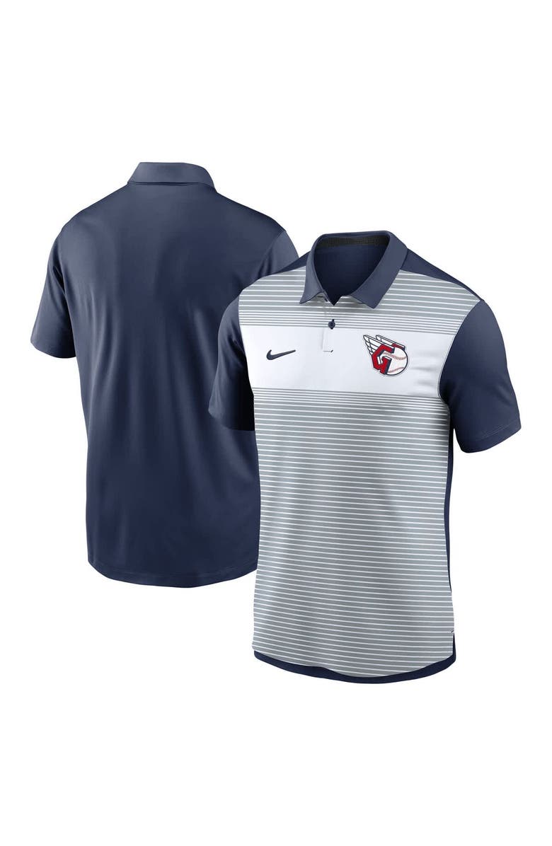 Nike Men's Nike White/Navy Cleveland Guardians Vapor Striped Performance Polo, Alternate, color, White