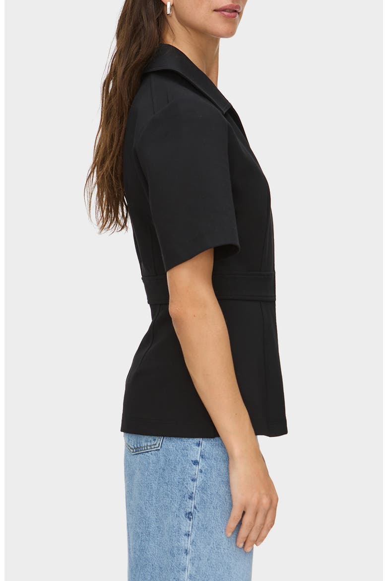 Cecile Zip Front Top, Alternate, color, BLACK