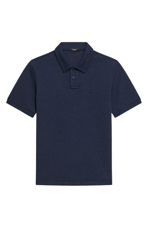Theory Delroy Double Pique Regular Fit Polo Shirt In Blue