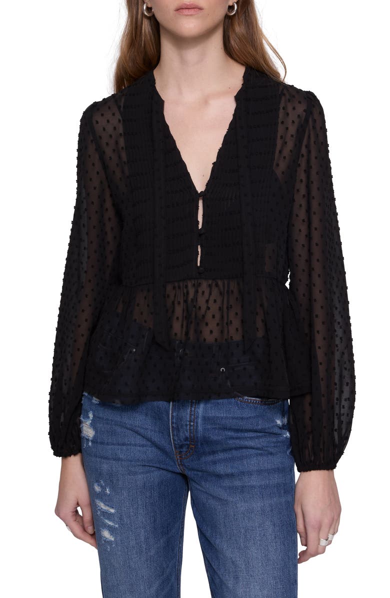 Rebecca Minkoff Sari Pintuck Clip Dot Top, Main, color, 