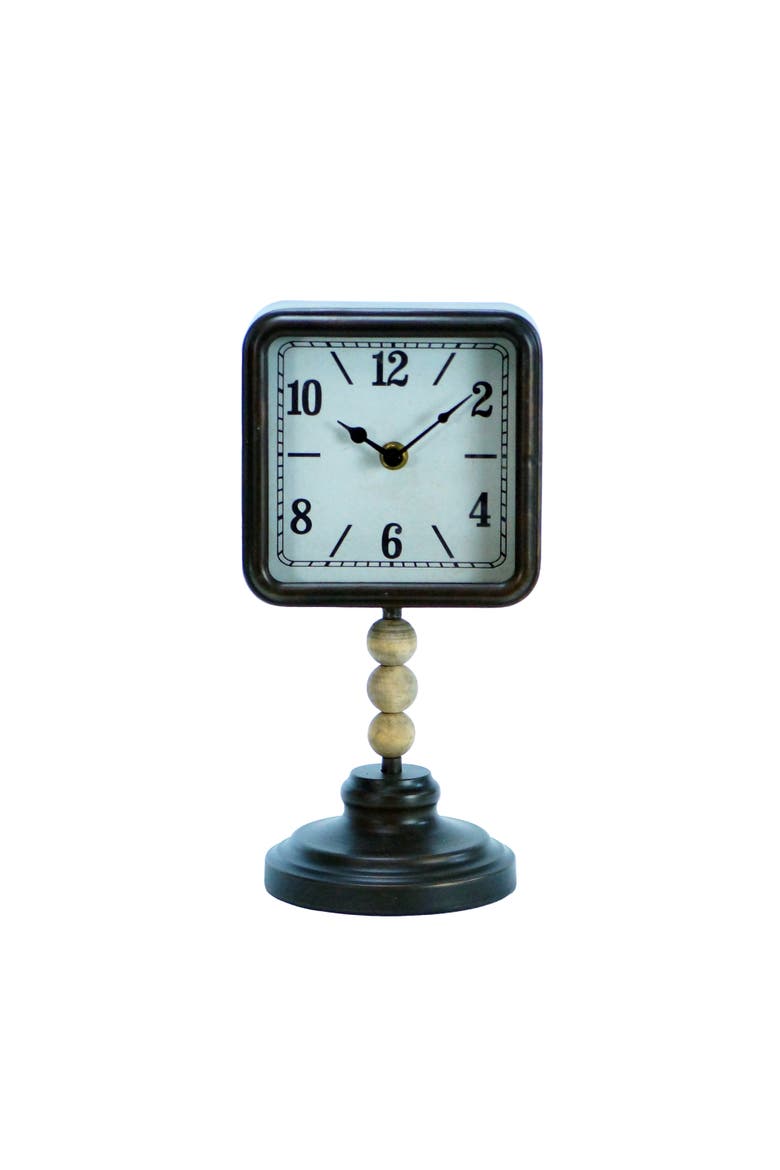 Wood 11 in. White Table Clock, Main, color, White