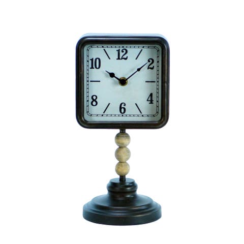 Wood 11 in. White Table Clock