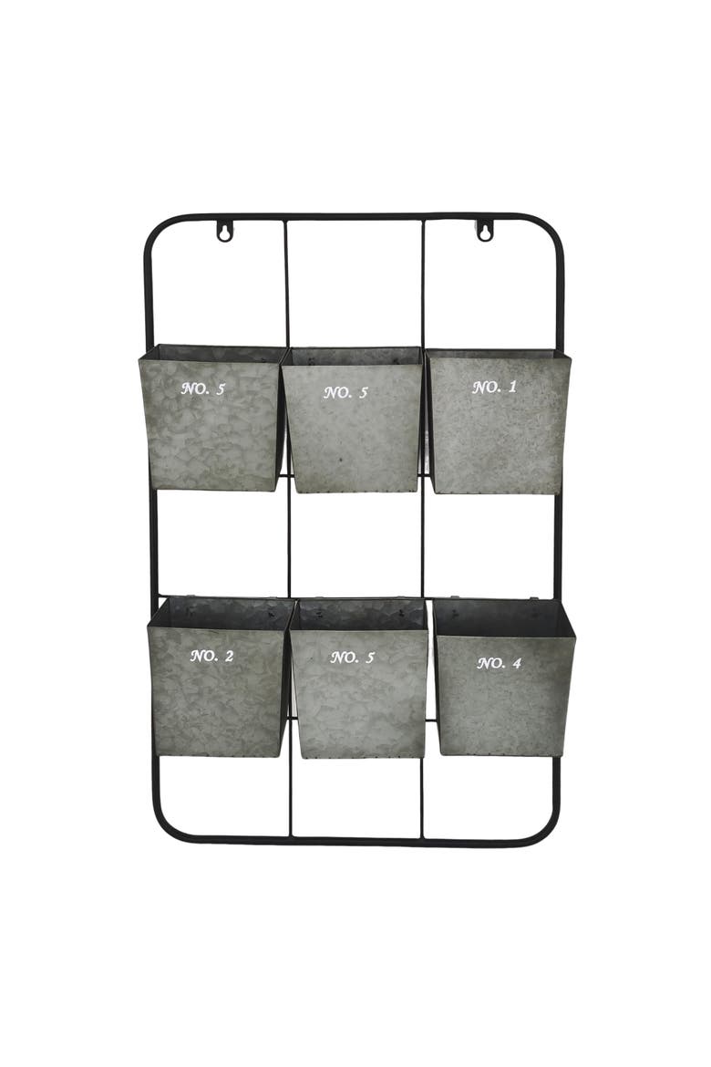 6-Pocket Bin Wall Organizer, Main, color, Silver