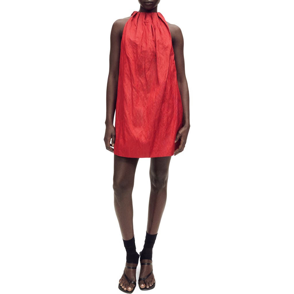 Mango Halter Dress With Bow Detail Red