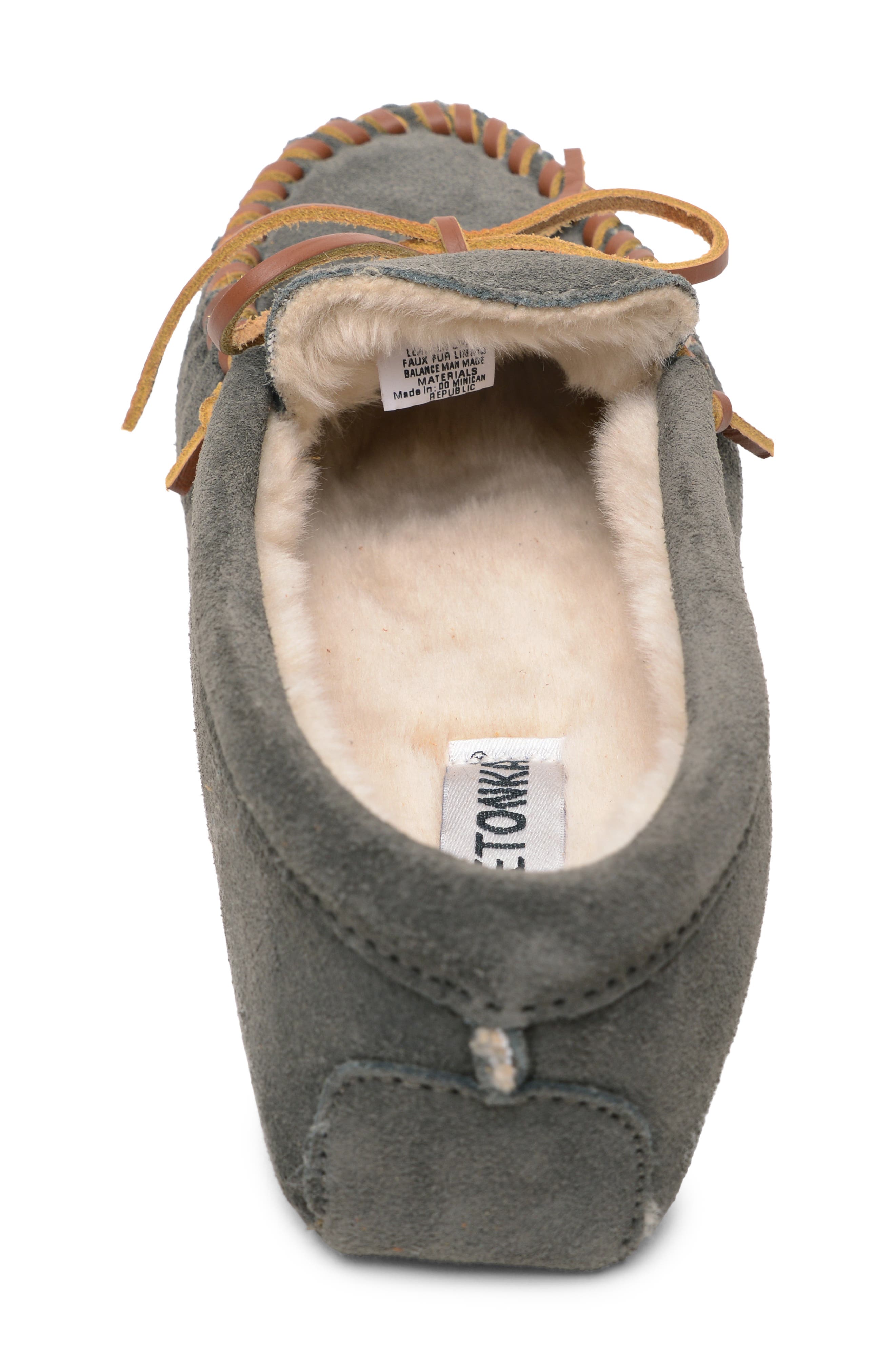 Minnetonka Faux Shearling Lined Slipper, Alternate, color, Grey