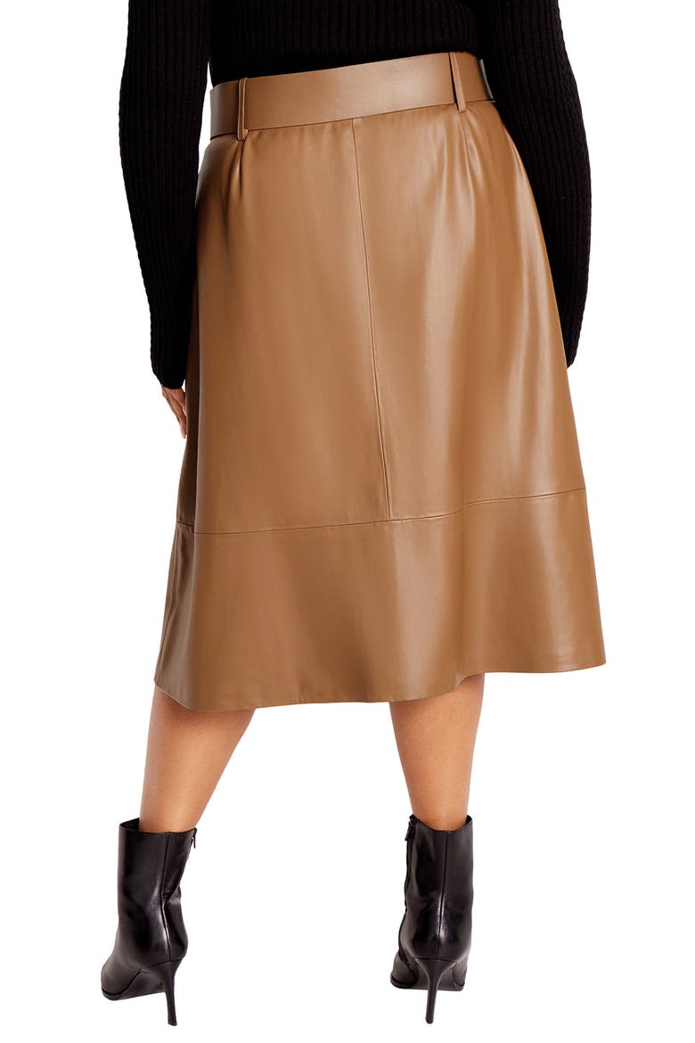 Untamed Belted Faux Leather Skirt, Alternate, color, TAN