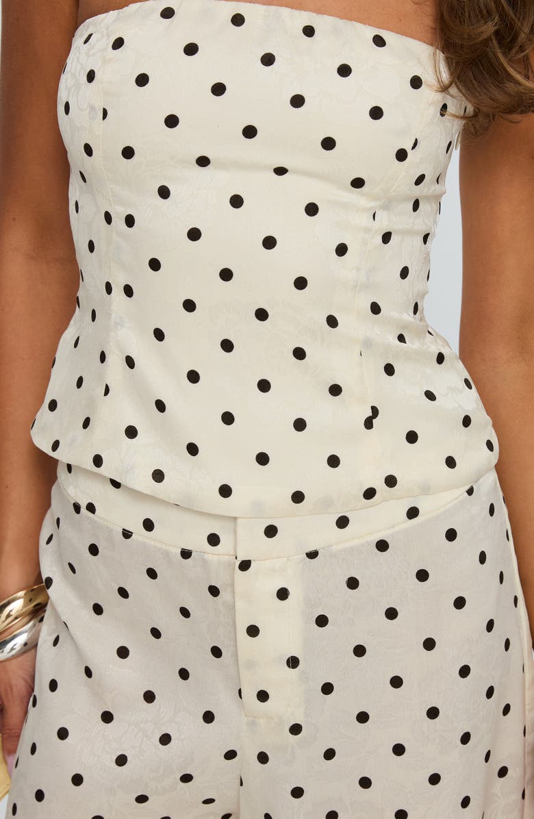 Princess Polly Powdered Sugar Polka Dot Strapless Top & Wide Leg Pants Set, Alternate, color, Cream Polka
