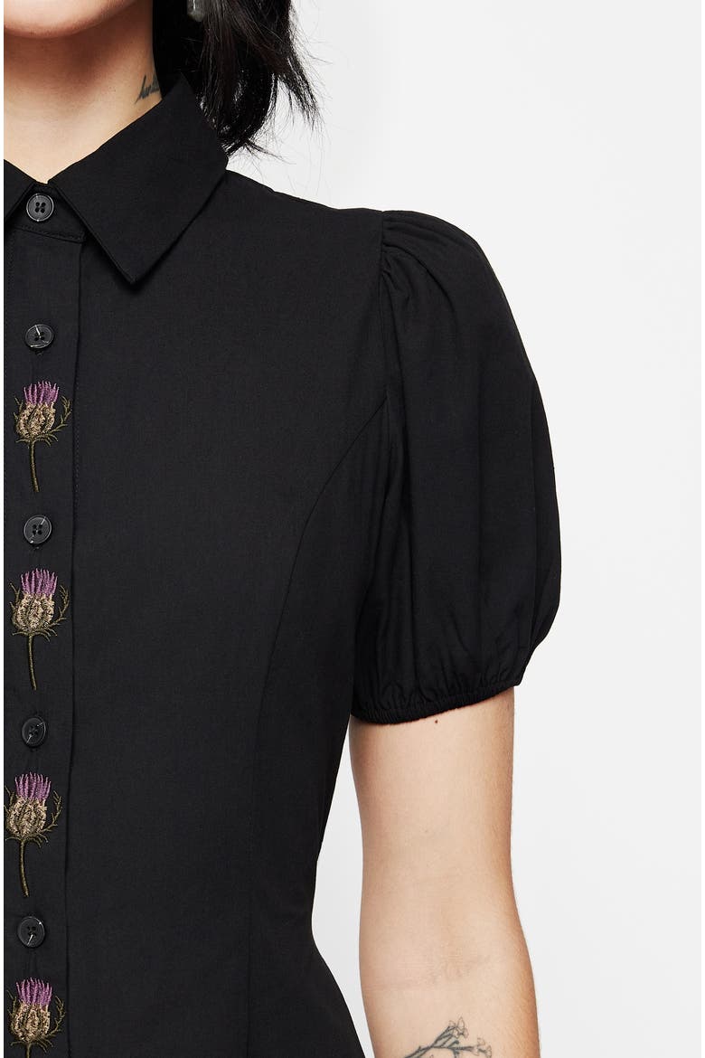 Despair Button Up Midi Dress, Alternate, color, Black