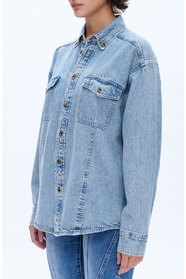 Oversize Denim Button-Up Shirt, Alternate, color, LIGHT BLUE