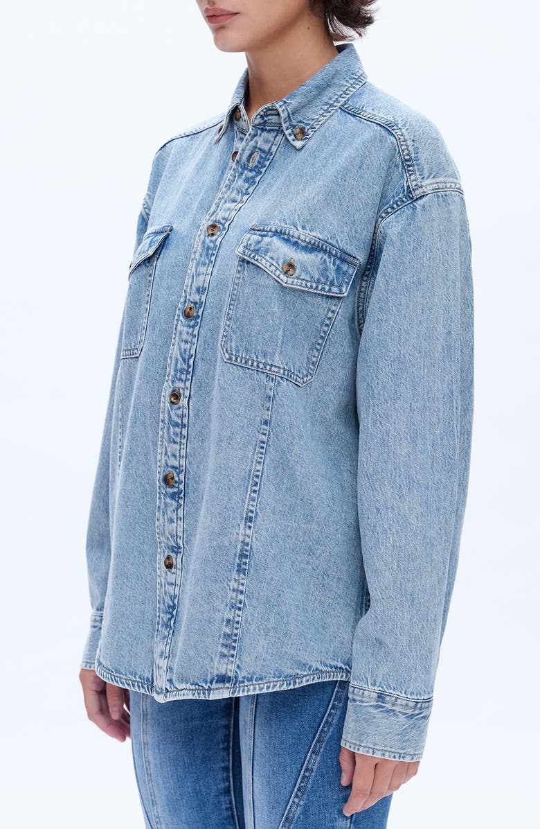 Bayeas Oversize Denim Button-Up Shirt, Alternate, color, Light Blue