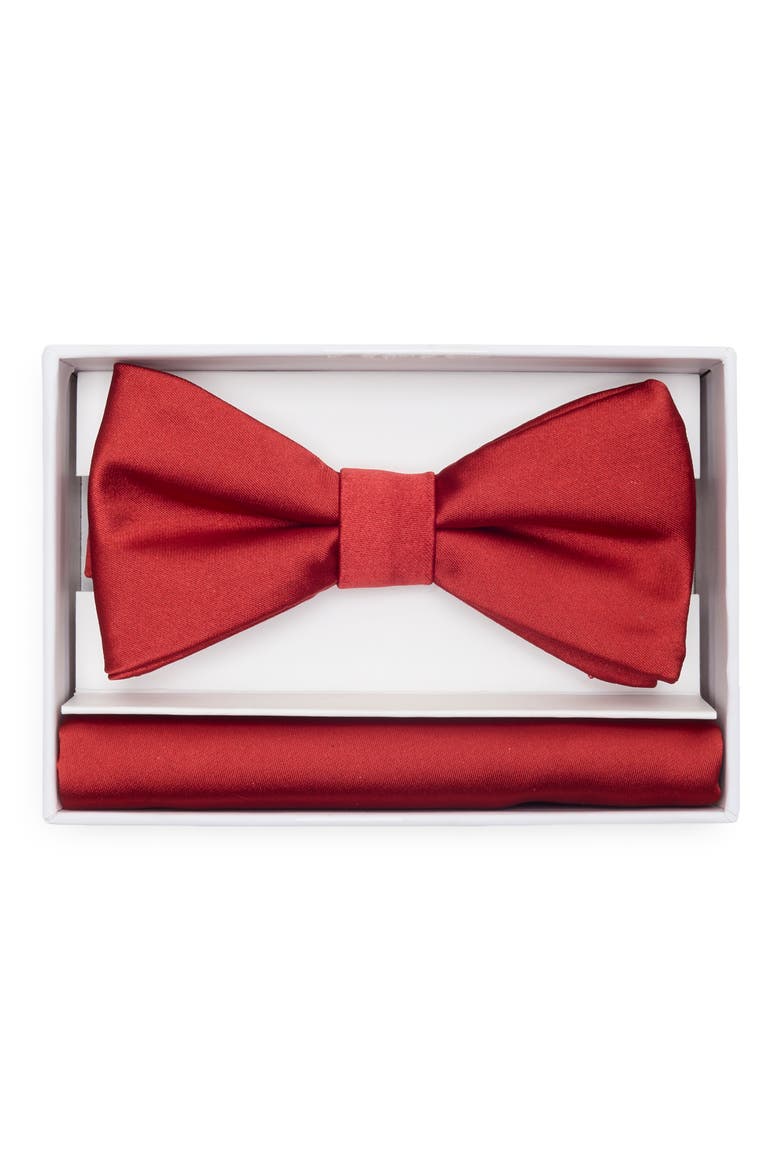2-Piece Satin Bow Tie Set, Alternate, color, RED