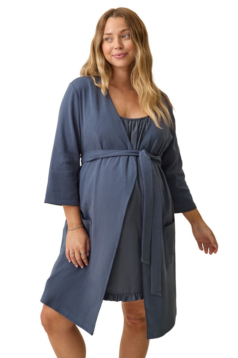 Cotton Blend Robe, Main, color, Midnight Blue