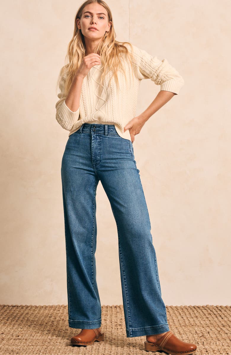 Faherty Stretch Terry Wide Leg Jeans, Alternate, color, 