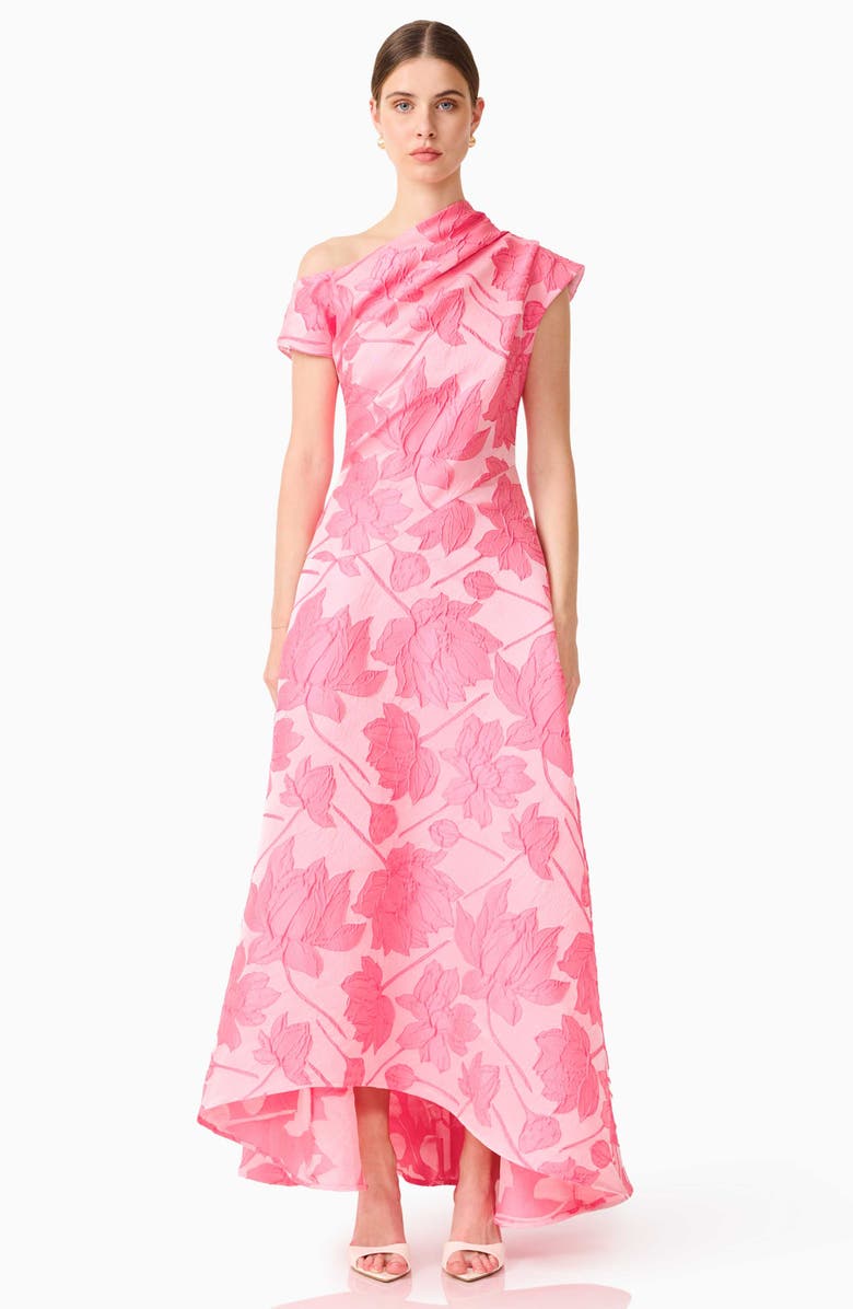 Elliatt Dionne Floral Jacquard Asymmetric Gown, Alternate, color, Pink