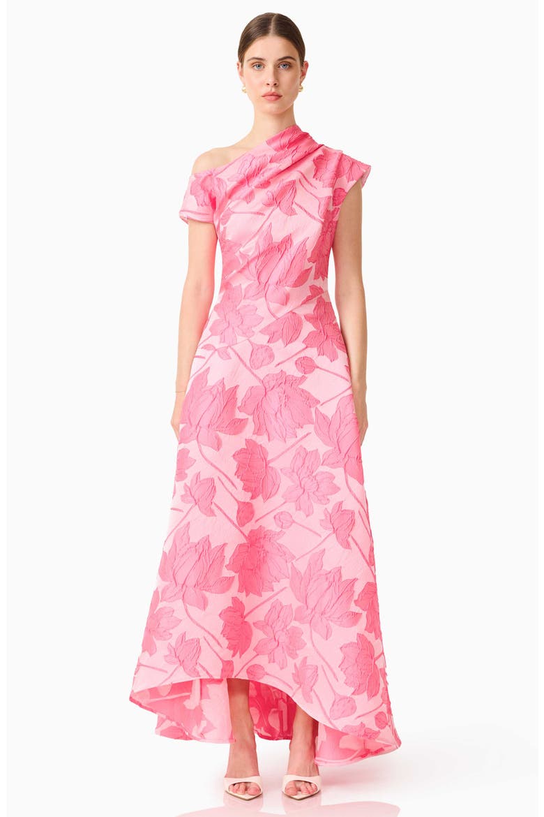 jacquard floral asymmetrical long dress Jacquard Floral Asymmetrical Long Dress