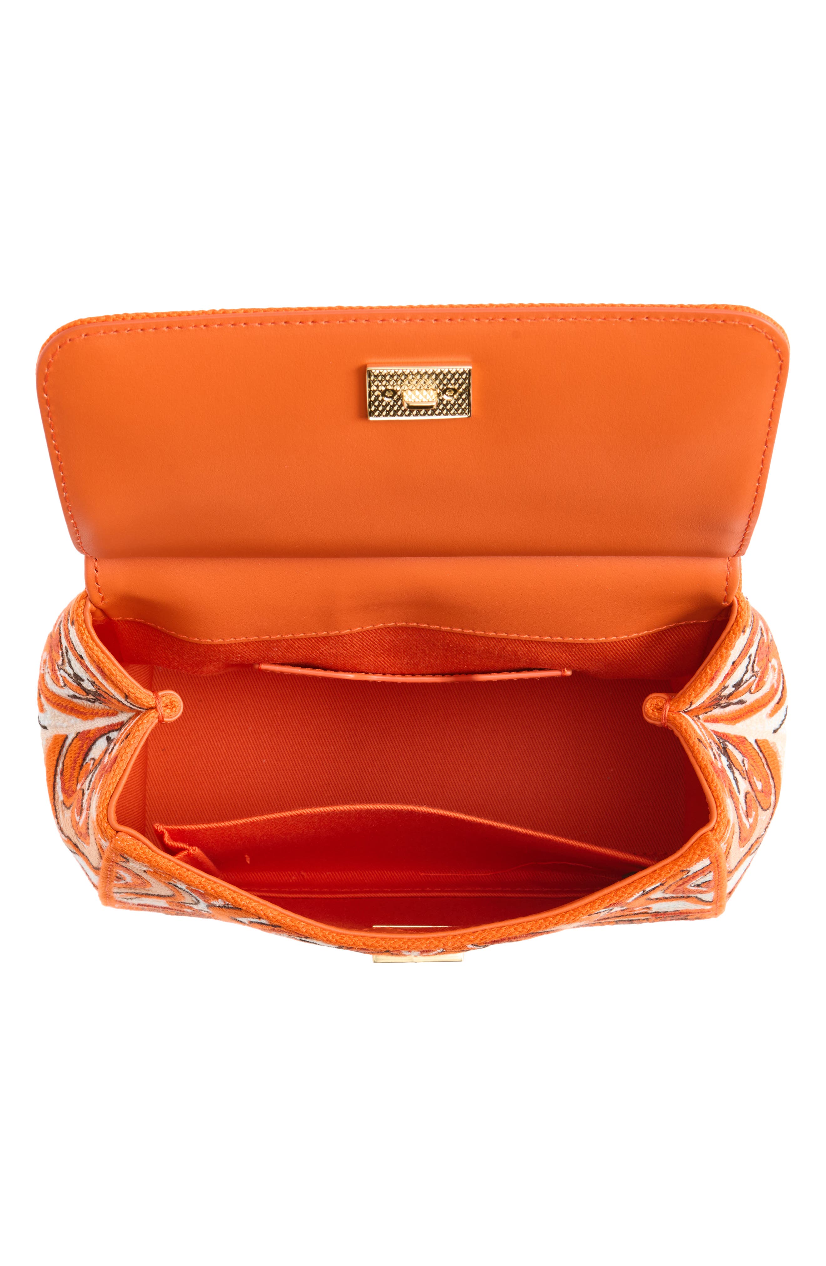 Dolce&Gabbana Small Sicily Majolica Embroidered Top Handle Bag, Alternate, color, 81166 Orange