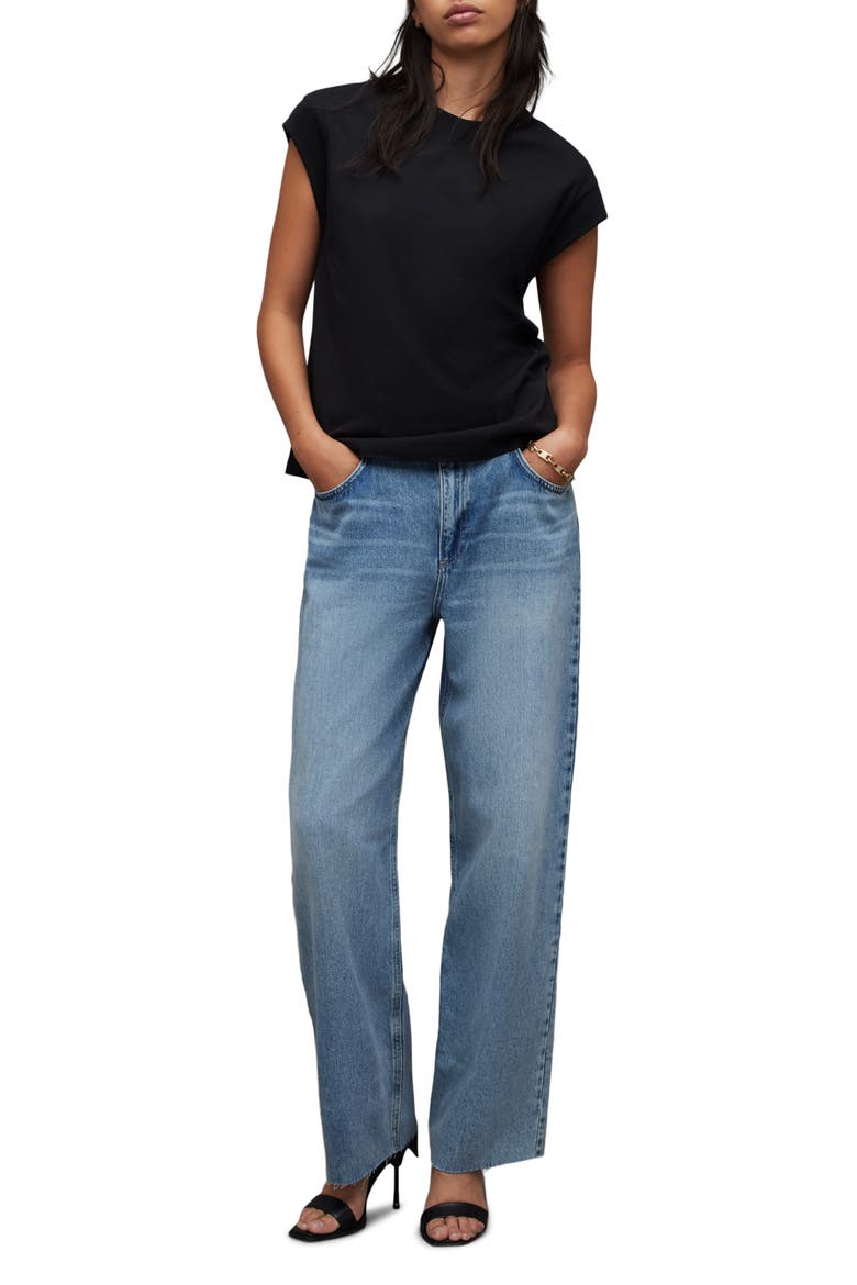 Esme Cotton Crewneck T-Shirt, Alternate, color, BLACK