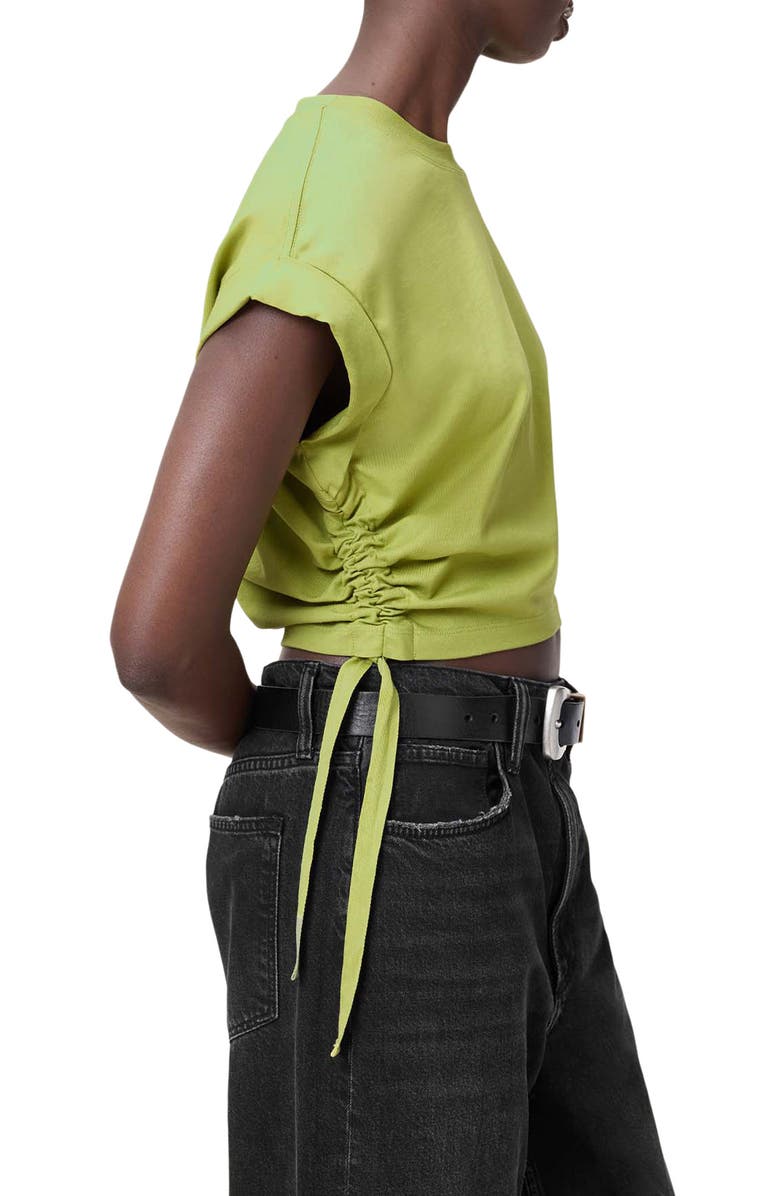 AllSaints Mira Ruched Cotton T-Shirt, Alternate, color, 