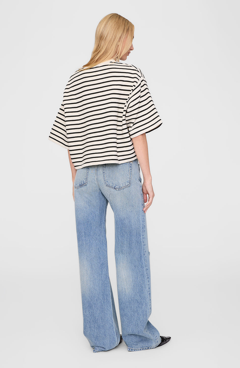 ANINE BING Myers Cropped Tee, Alternate, color, Black / Cream Stripe