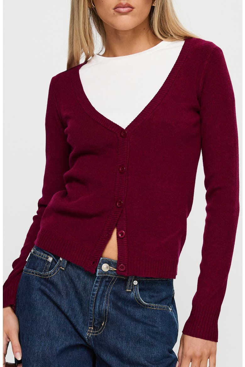 York V-Neck Cardigan, Main, color, CHERRY RED