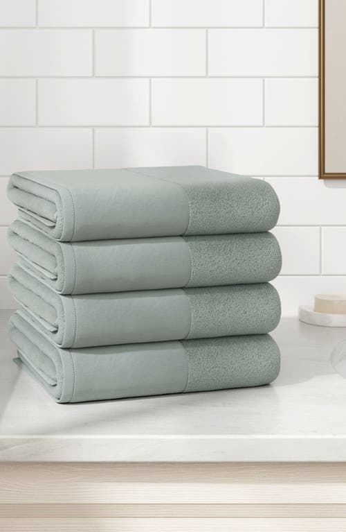 Woven & Weft Border 4-piece Cotton Bath Towels In Green