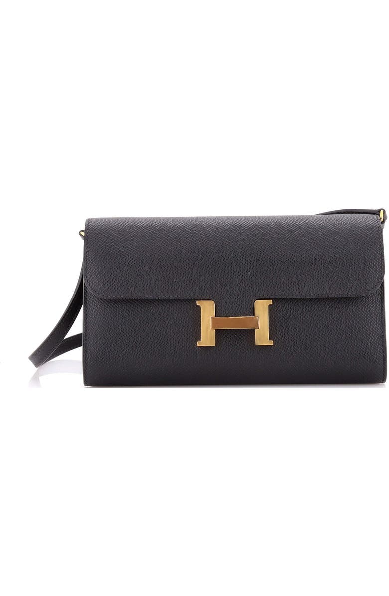 Pre-Owned Hermes Constance To Go Wallet Epsom, Main, color, Noir