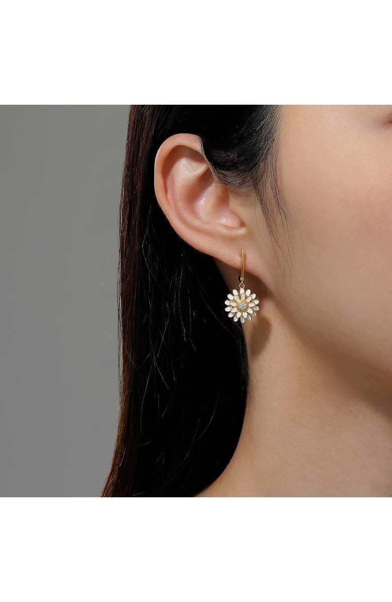 Lafonn Daisy Drop Simulated Diamond Earrings, Alternate, color, Gold/ White