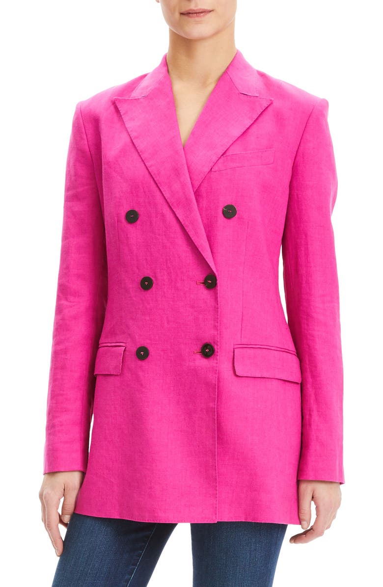 Theory Double Breasted Linen Blazer, Main, color, 