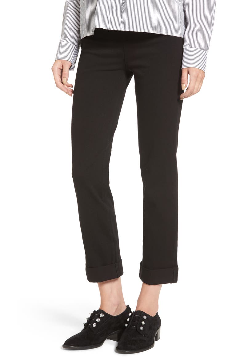 'Lyssentials Boyfriend High Rise Denim Jeans, Main, color, BLACK
