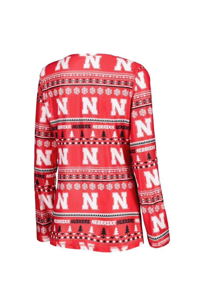 Women's Concepts Sport Scarlet Nebraska Huskers Holiday Long Sleeve T-Shirt and Pants Sleep Set, Alternate, color, Scarlet