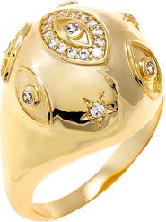 BY ADINA EDEN CZ Multi Evil Eye Signet Pinky Ring